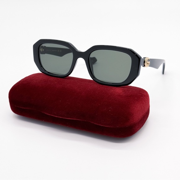 NEW GUCCI GG1535S 001 GEOMETRIC BLACK GREY WOMEN SUNGLASSES GUCCI - Picture 1 of 14